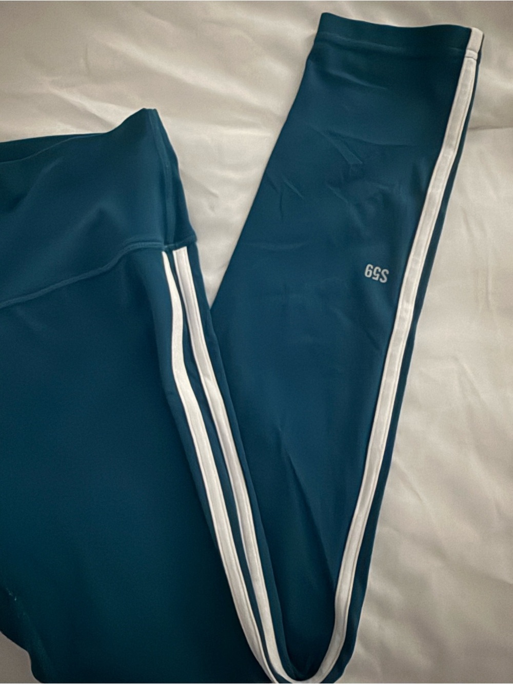 Splits59 Teal Leggings with White Side Stripes